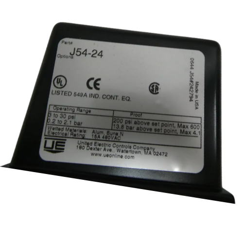 United Electric J54-24 Pressure Switch SPDT Internal Hex Adjustment with No Reference Dial 3-30 PSI 1/4" NPT