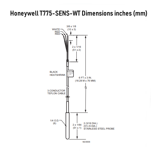 Honeywell T775-SENS-WT Water-tight Temperature Sensor with 6 FT Lead