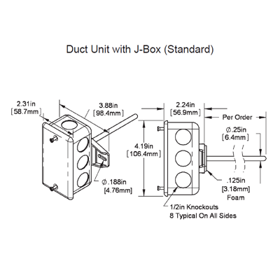 BAPI BA/10K-2-D-2" Duct Temperature Sensor
