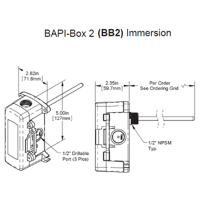 Automated Logic ALC/10K-2[XP]-I-4"-BB2 Immersion Temperature Sensor
