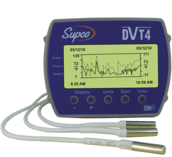Supco Parts DVT-4 Temperature Data Logger with Display up to 4 Temperatures