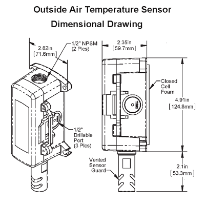 BAPI BA/-O Outside Air Temperature Sensor